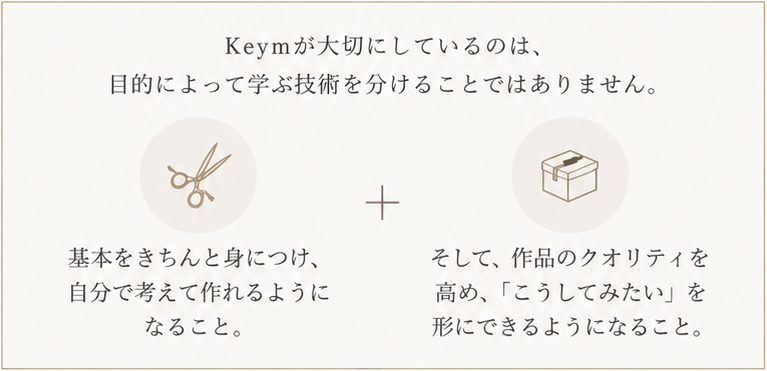 Keymが大切にしているのは、目的によって学ぶ技術を分けることではありません。基本をきちんと身につけ、自分で考えて作れるようになること。そして、作品のクオリティを高め、「こうしてみたい」を形にできるようになること。